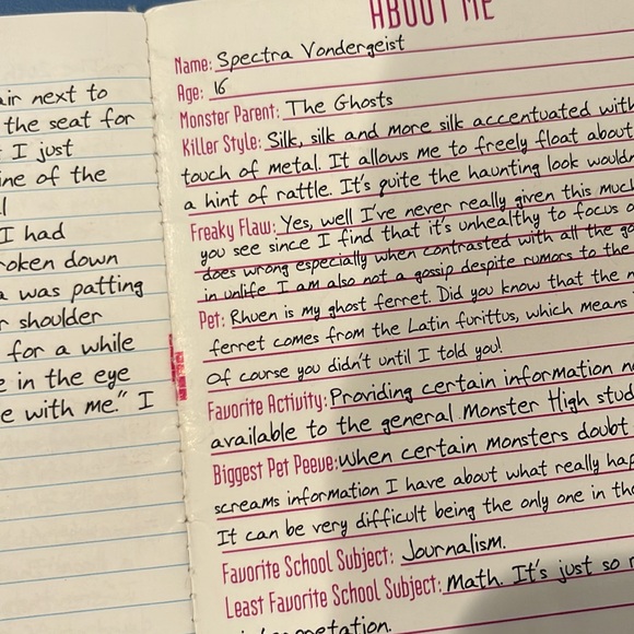 Monster High Spectra Vondergeist Replacement Diary Journal Booklet For Doll 2011 - Picture 3 of 4